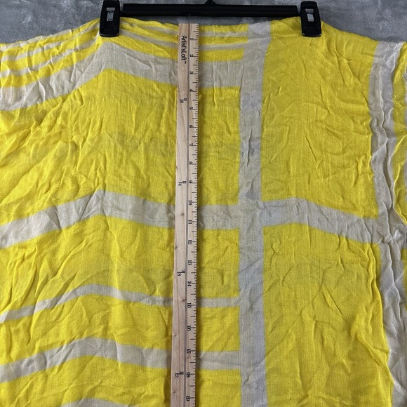 Rectangular Scarf Yellow & Beige Geometric Pattern Light Weight - Picture 4 of 5
